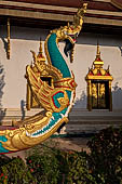 Vientiane, Laos - Pha That Luang, the naga is a significant architectural and sculptural ornament in Buddhist temples. 